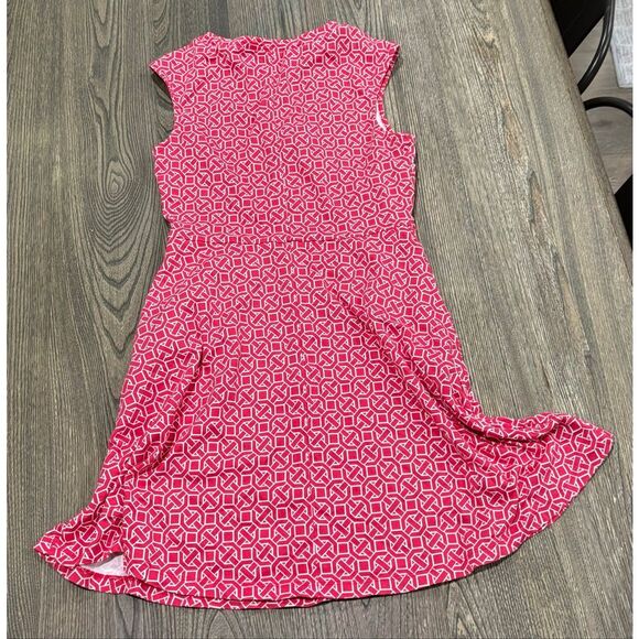 New York & Company Womens Fit Flare Dress Sleeveless Geometric Print Red Size M - Picture 11 of 11